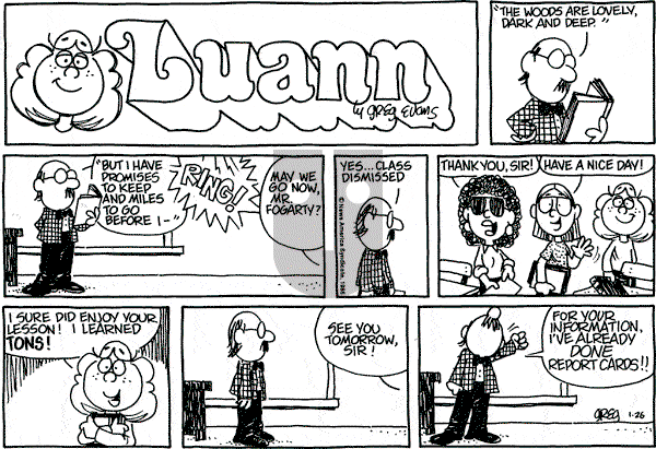 Luann on Sunday January 26, 1986 Comic Strip