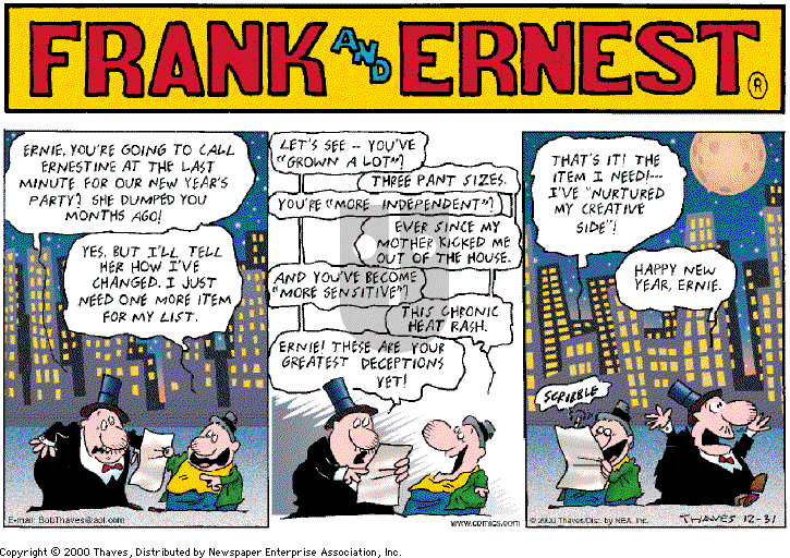 Frank and Ernest on Sunday December 31, 2000 Comic Strip