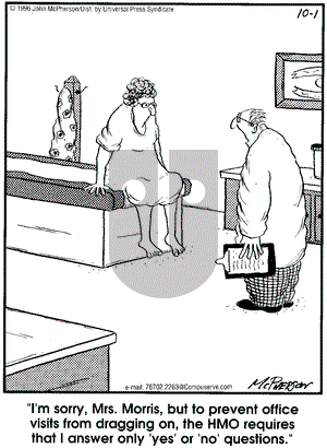 Close to Home on Tuesday October 1, 1996 Comic Strip