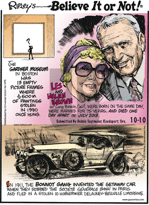 Ripley's Believe It or Not on Thursday October 10, 2013 Comic Strip