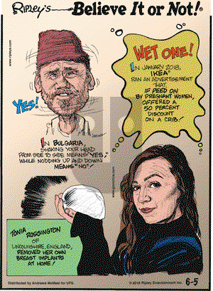 Ripley's Believe It or Not on Tuesday June 5, 2018 Comic Strip