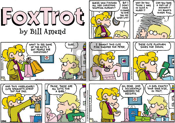 FoxTrot - Sunday December 6, 1998 Comic Strip