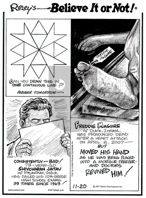 Ripley's Believe It or Not on Tuesday November 20, 2007 Comic Strip