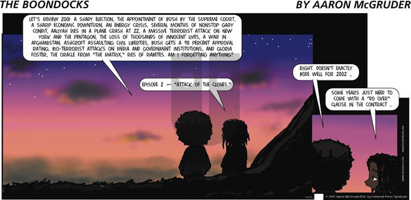 The Boondocks on Sunday November 11, 2001 Comic Strip