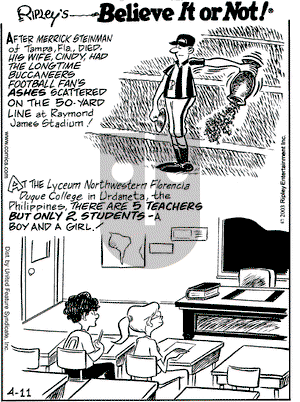 Ripley's Believe It or Not on Friday April 11, 2003 Comic Strip