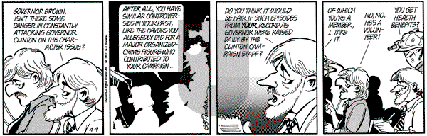 Doonesbury on Thursday April 9, 1992 Comic Strip