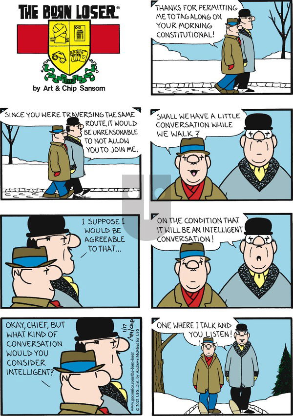 The Born Loser on Sunday January 17, 2021 Comic Strip