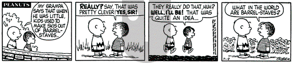 Peanuts on Tuesday July 9, 1957 Comic Strip