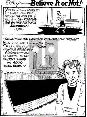 Ripley's Believe It or Not on Wednesday December 9, 1998 Comic Strip