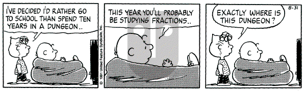 Peanuts on Saturday August 31, 1991 Comic Strip