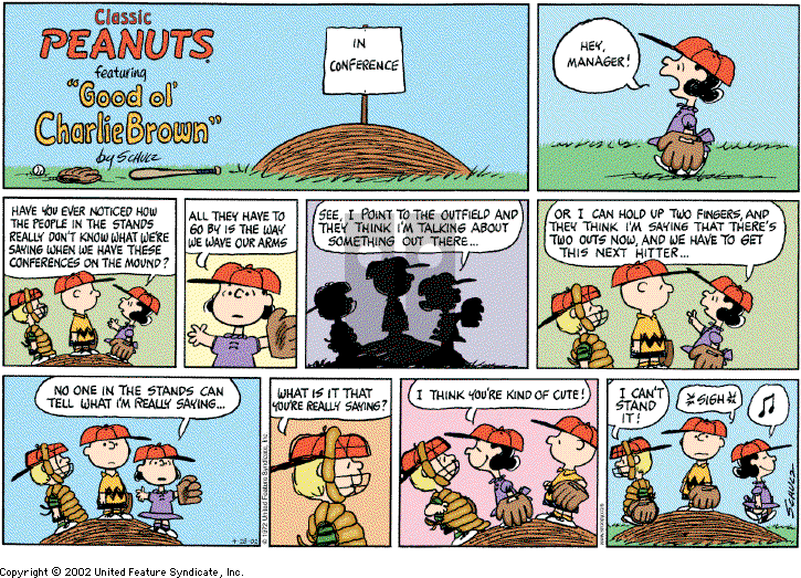 Peanuts on Sunday April 28, 2002 Comic Strip