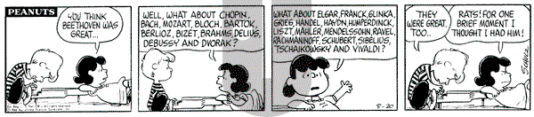 Peanuts on Saturday August 20, 1966 Comic Strip