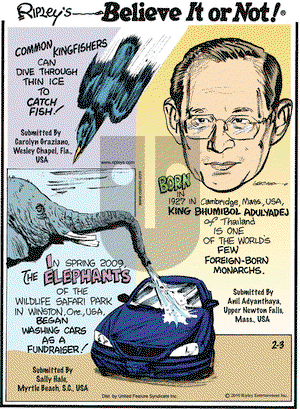 Ripley's Believe It or Not on Wednesday February 3, 2010 Comic Strip