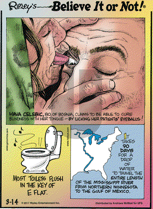 Ripley's Believe It or Not on Tuesday March 14, 2017 Comic Strip