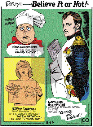 Ripley's Believe It or Not on Saturday September 14, 2019 Comic Strip