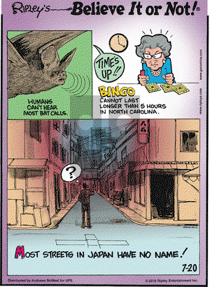Ripley's Believe It or Not on Friday July 20, 2018 Comic Strip