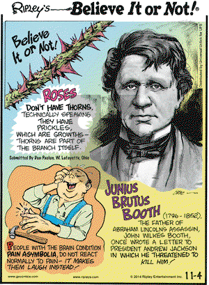 Ripley's Believe It or Not on Tuesday November 4, 2014 Comic Strip