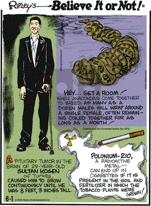 Ripley's Believe It or Not on Friday June 1, 2012 Comic Strip