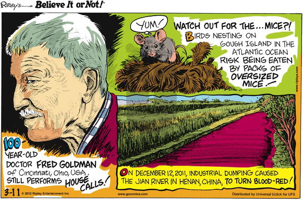 Ripley's Believe It or Not on Sunday March 11, 2012 Comic Strip