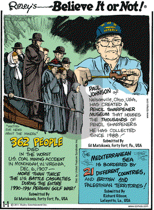 Ripley's Believe It or Not on Saturday January 1, 2011 Comic Strip