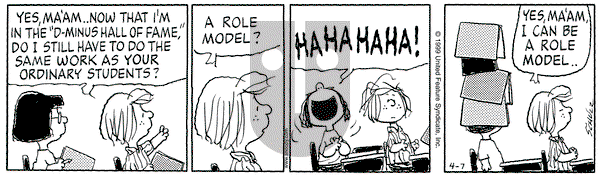 Peanuts on Wednesday April 7, 1999 Comic Strip