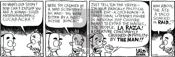 La Cucaracha on Tuesday November 26, 2002 Comic Strip