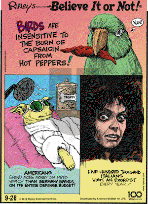 Ripley's Believe It or Not on Thursday September 26, 2019 Comic Strip