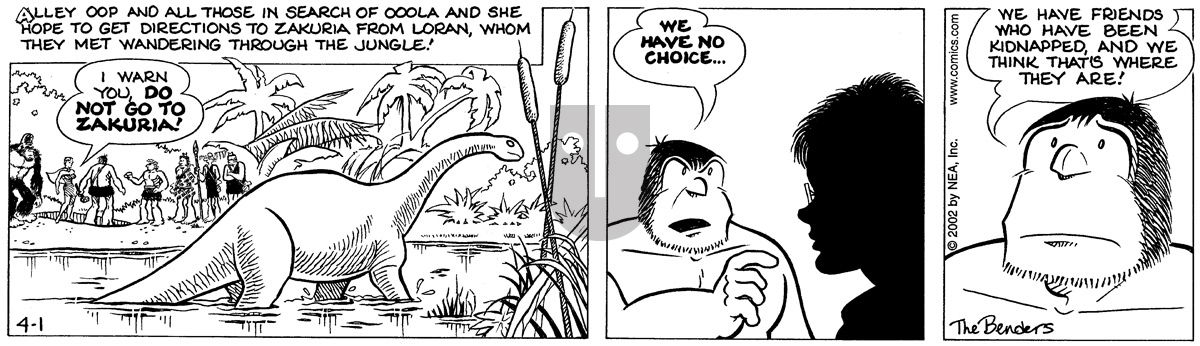 Alley Oop - Monday April 1, 2002 Comic Strip