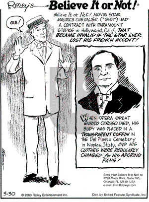 Ripley's Believe It or Not on Thursday March 30, 2000 Comic Strip