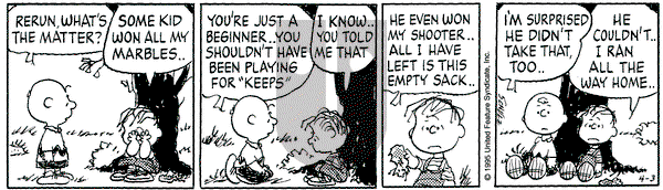 Peanuts on Monday April 3, 1995 Comic Strip