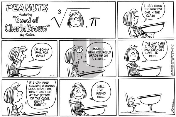 Peanuts on Sunday January 2, 1977 Comic Strip