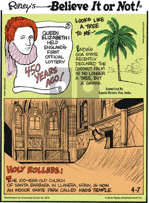 Ripley's Believe It or Not on Thursday April 7, 2016 Comic Strip