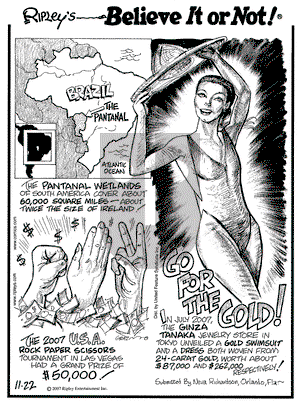 Ripley's Believe It or Not on Thursday November 22, 2007 Comic Strip