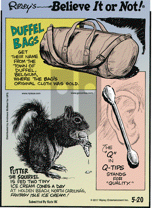 Ripley's Believe It or Not on Saturday May 20, 2017 Comic Strip