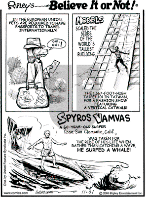 Ripley's Believe It or Not on Monday November 1, 2004 Comic Strip
