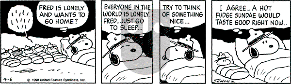 Peanuts - Friday April 6, 1990 Comic Strip
