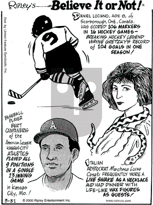 Ripley's Believe It or Not on Friday March 31, 2000 Comic Strip