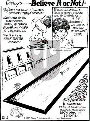 Ripley's Believe It or Not on Friday December 11, 1998 Comic Strip