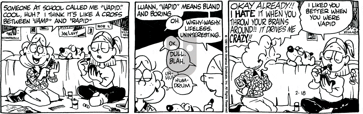 Luann - Monday February 18, 1991 Comic Strip