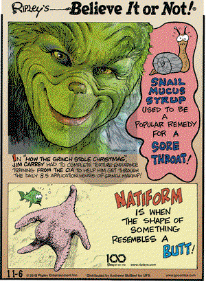 Ripley's Believe It or Not on Wednesday November 6, 2019 Comic Strip