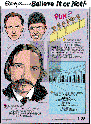 Ripley's Believe It or Not on Monday June 22, 2020 Comic Strip