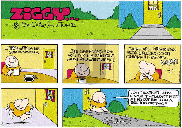 Ziggy - Sunday July 22, 2001 Comic Strip