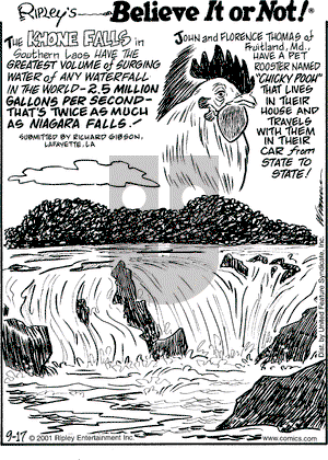 Ripley's Believe It or Not on Monday September 17, 2001 Comic Strip