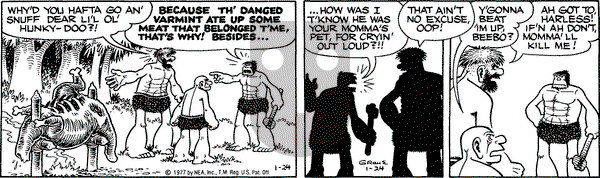 Alley Oop on Monday January 24, 1977 Comic Strip