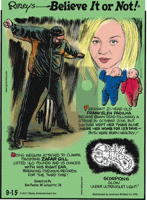 Ripley's Believe It or Not on Friday September 15, 2017 Comic Strip