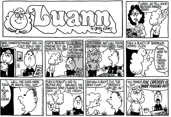 Luann on Sunday September 11, 1988 Comic Strip