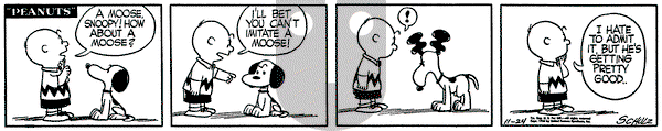 Peanuts on Thursday November 24, 1955 Comic Strip