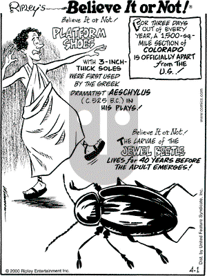 Ripley's Believe It or Not on Saturday April 1, 2000 Comic Strip