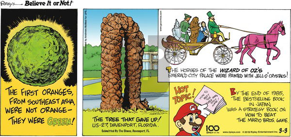 Ripley's Believe It or Not on Sunday March 3, 2019 Comic Strip