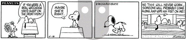 Peanuts on Friday April 16, 1965 Comic Strip